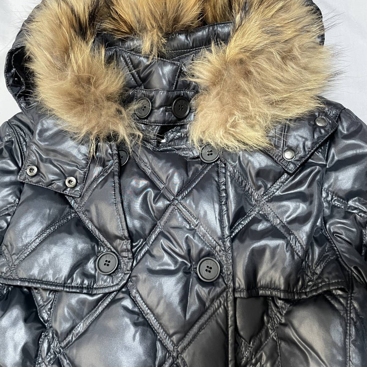 313 TRE UNO TRE トレウノトレ アウター ダウンジャケット ダウンコート ラクーンファー ブラック 黒 レディース42 AK0092_画像5