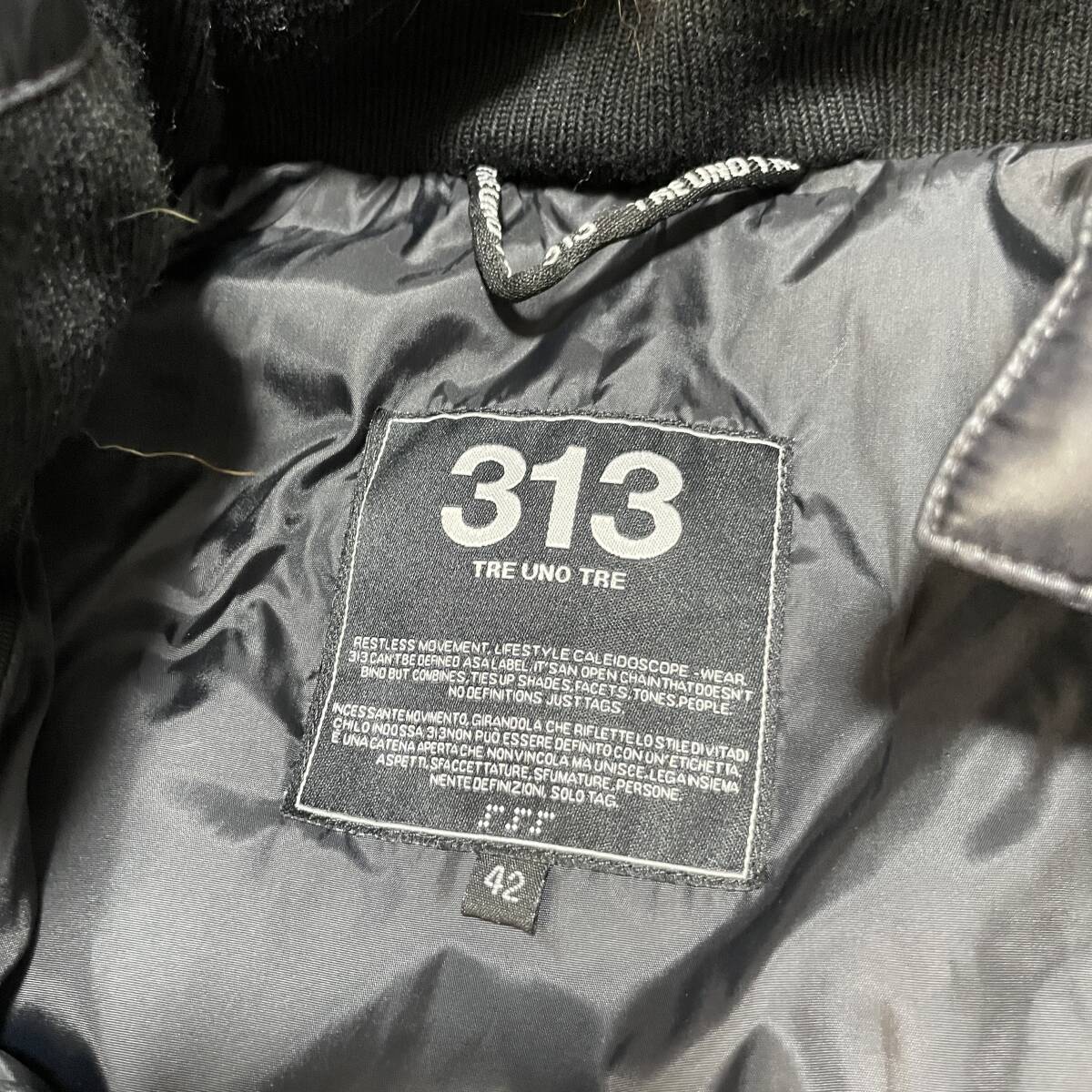 313 TRE UNO TRE トレウノトレ アウター ダウンジャケット ダウンコート ラクーンファー ブラック 黒 レディース42 AK0092_画像8