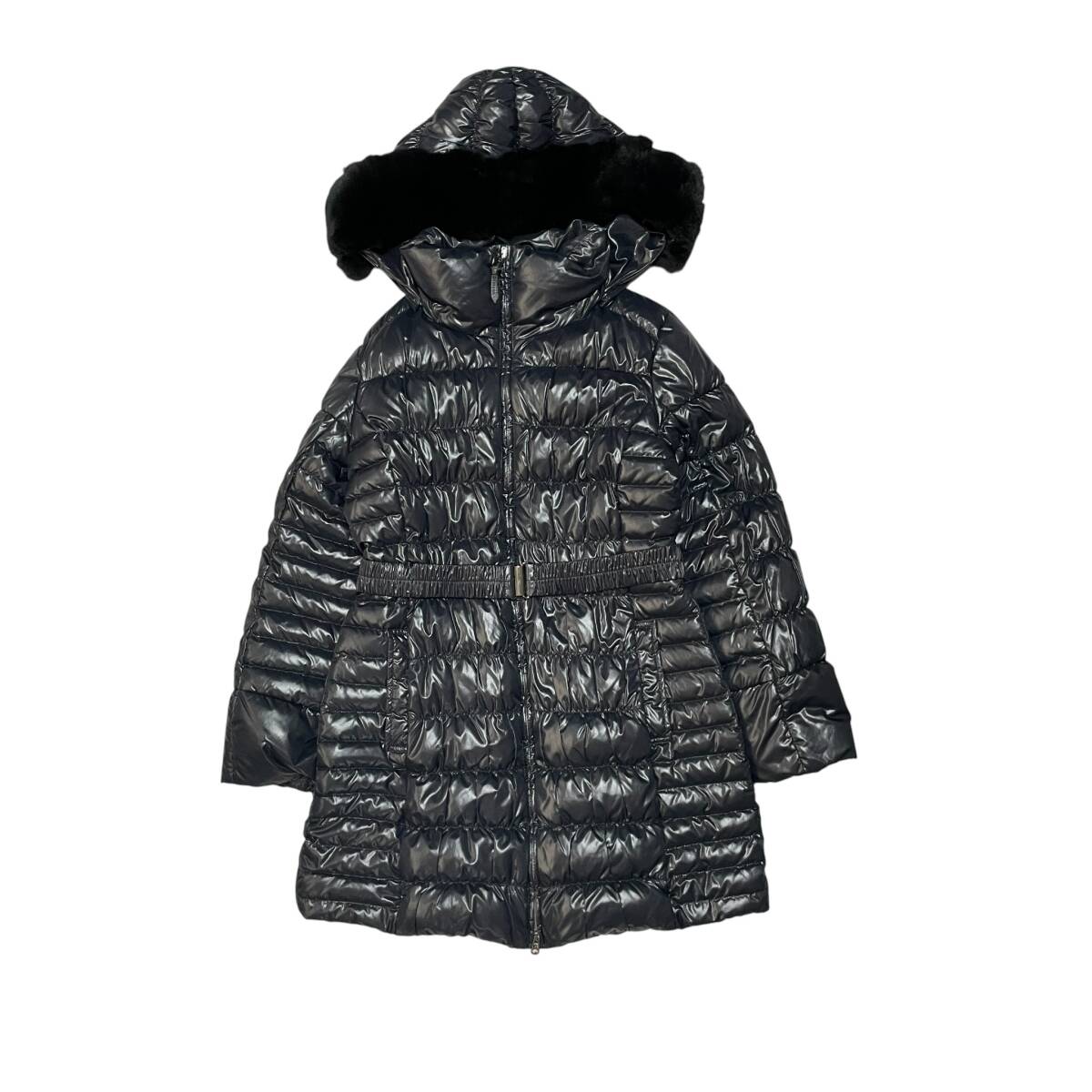 マックスマーラ ウイークエンドライン Max Mara WEEK END LINE ダウンコート アウター レディースM程度 フェイクファー ブラック 黒 AK0093_画像1