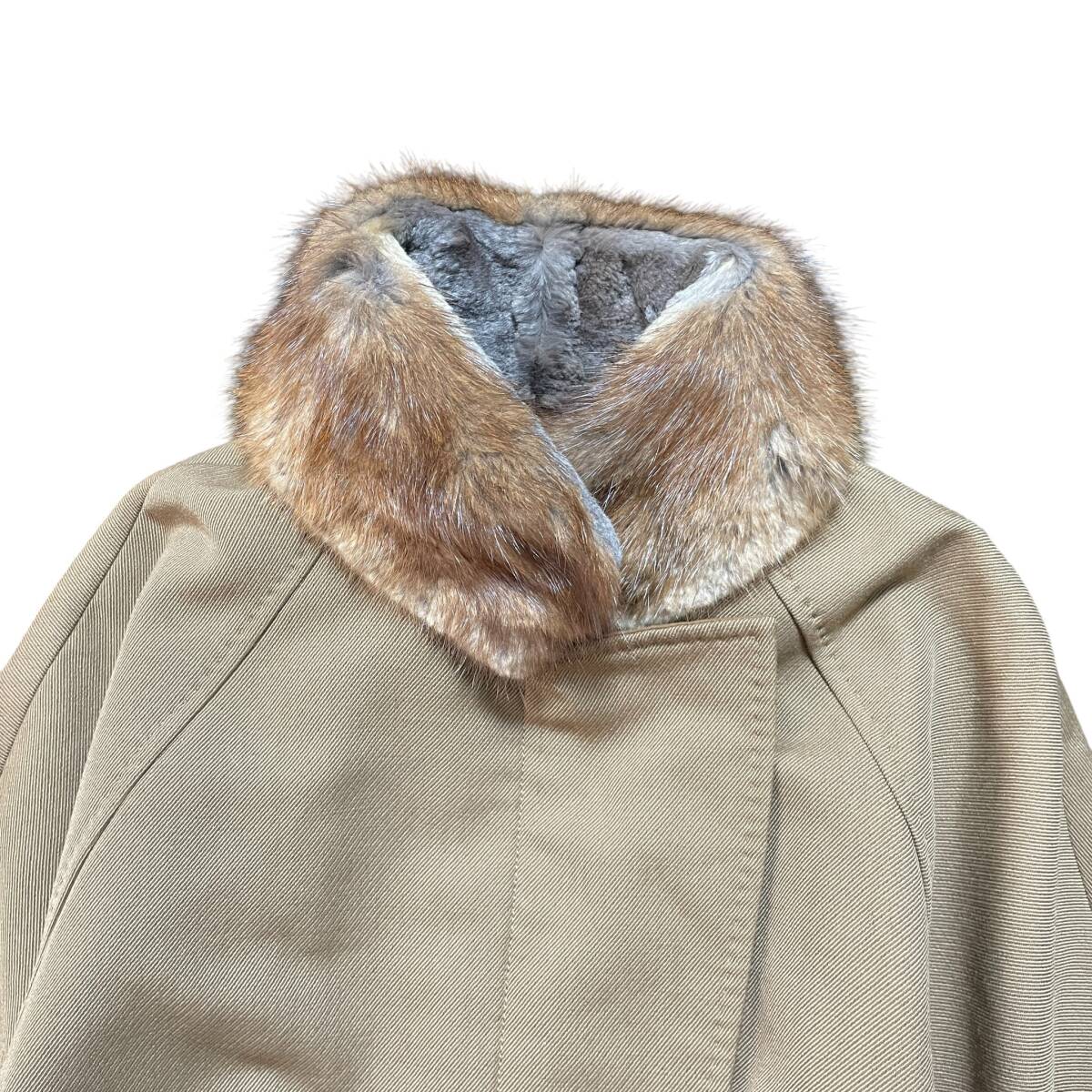 イタリア製 SPORT Max スポーツマックス マックスマーラ アウター ロングコート ウール ミンクファー ベージュ レディースM 程度 AK0095_画像3