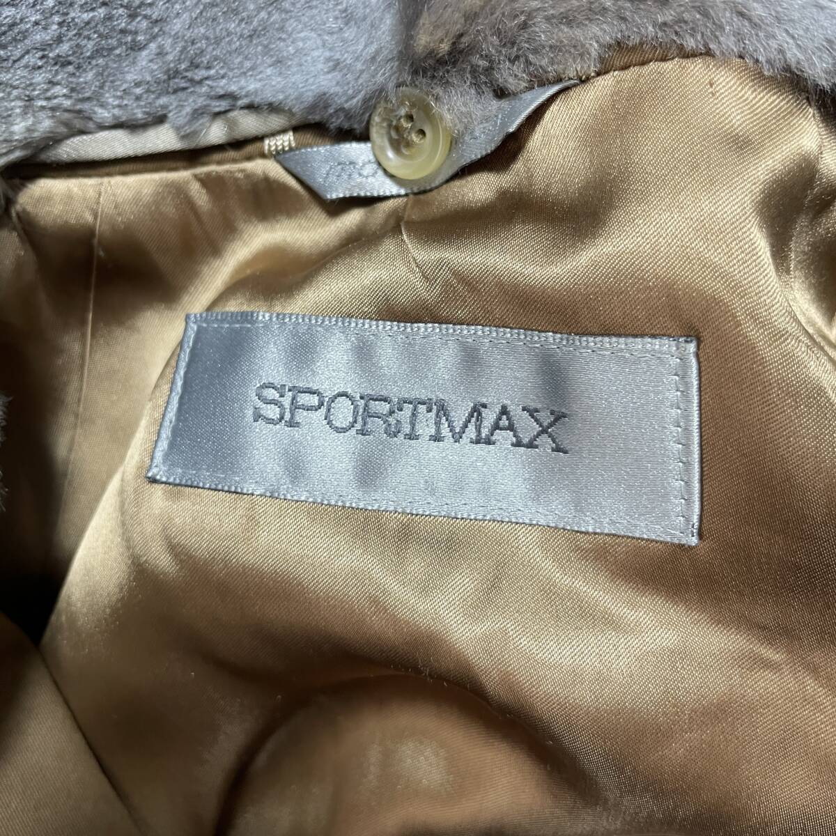 イタリア製 SPORT Max スポーツマックス マックスマーラ アウター ロングコート ウール ミンクファー ベージュ レディースM 程度 AK0095_画像8