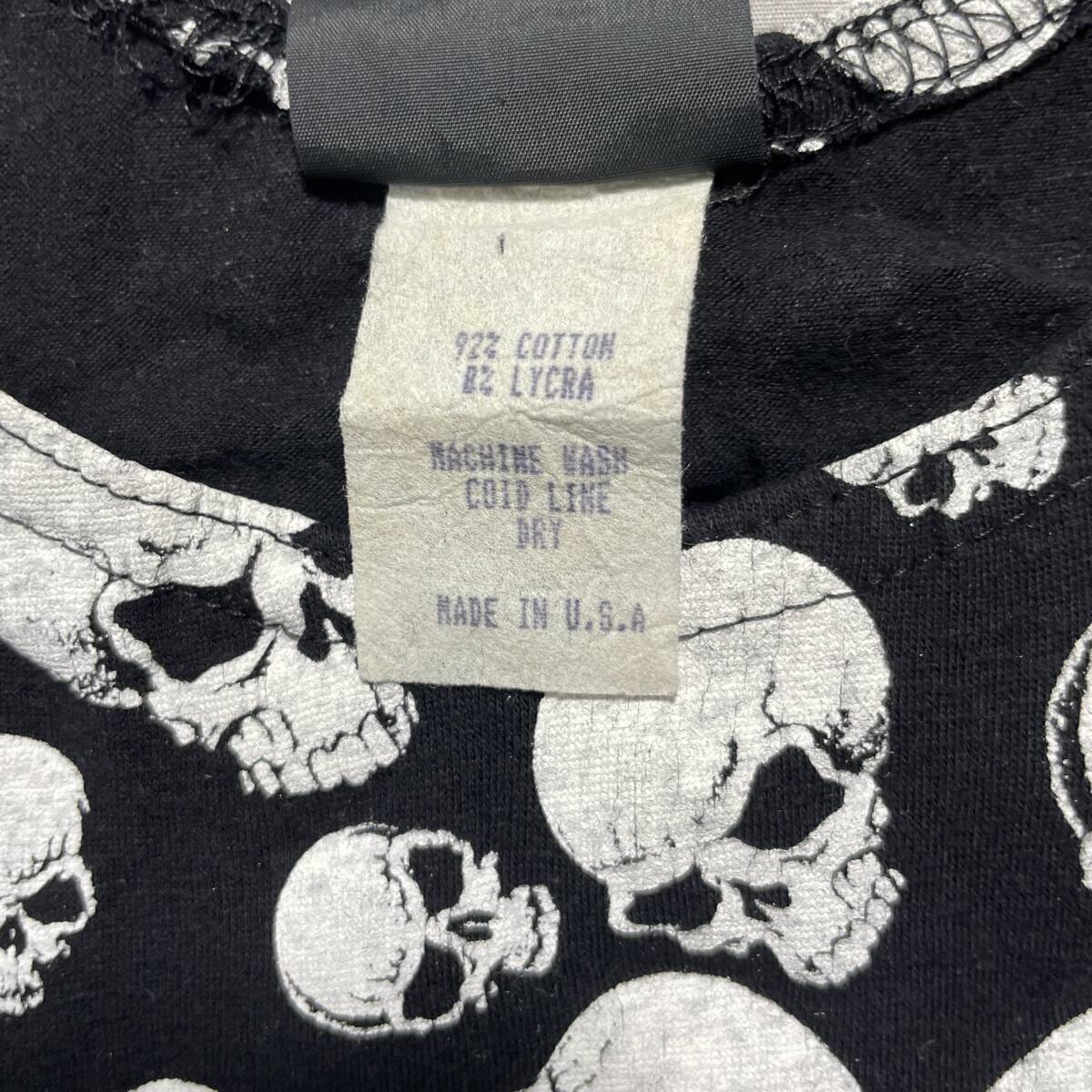 古着 USA製 90S ヴィンテージ ファッションヴィクティム レオタード 総柄 スカル ドクロ レディースS レースクイーン エアロビ 衣装 BA2660_画像5