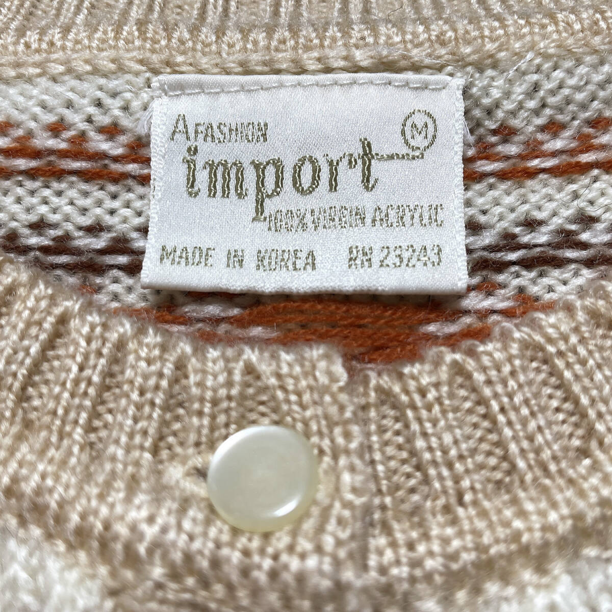 USA 古着 80S ヴィンテージ ノルディック スタイル アクリル セーター ベージュ レディースXS/S相当 BJ0132_画像5