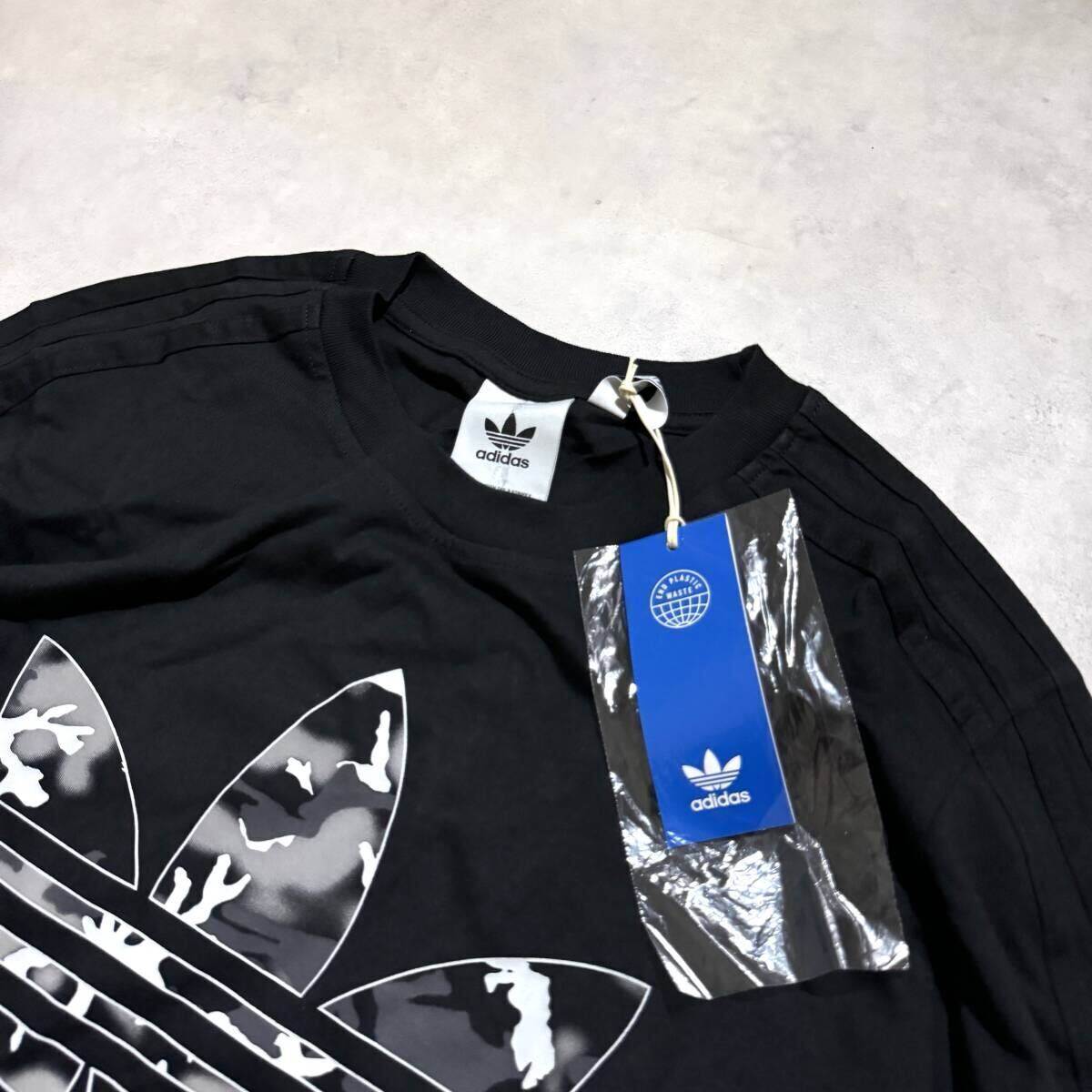 1 иен ~ новый товар стандартный товар XL размер Adidas Originals футболка long T длинный рукав камуфляж утка черный чёрный фиолетовый популярный CAMO adidas Originals общий рисунок