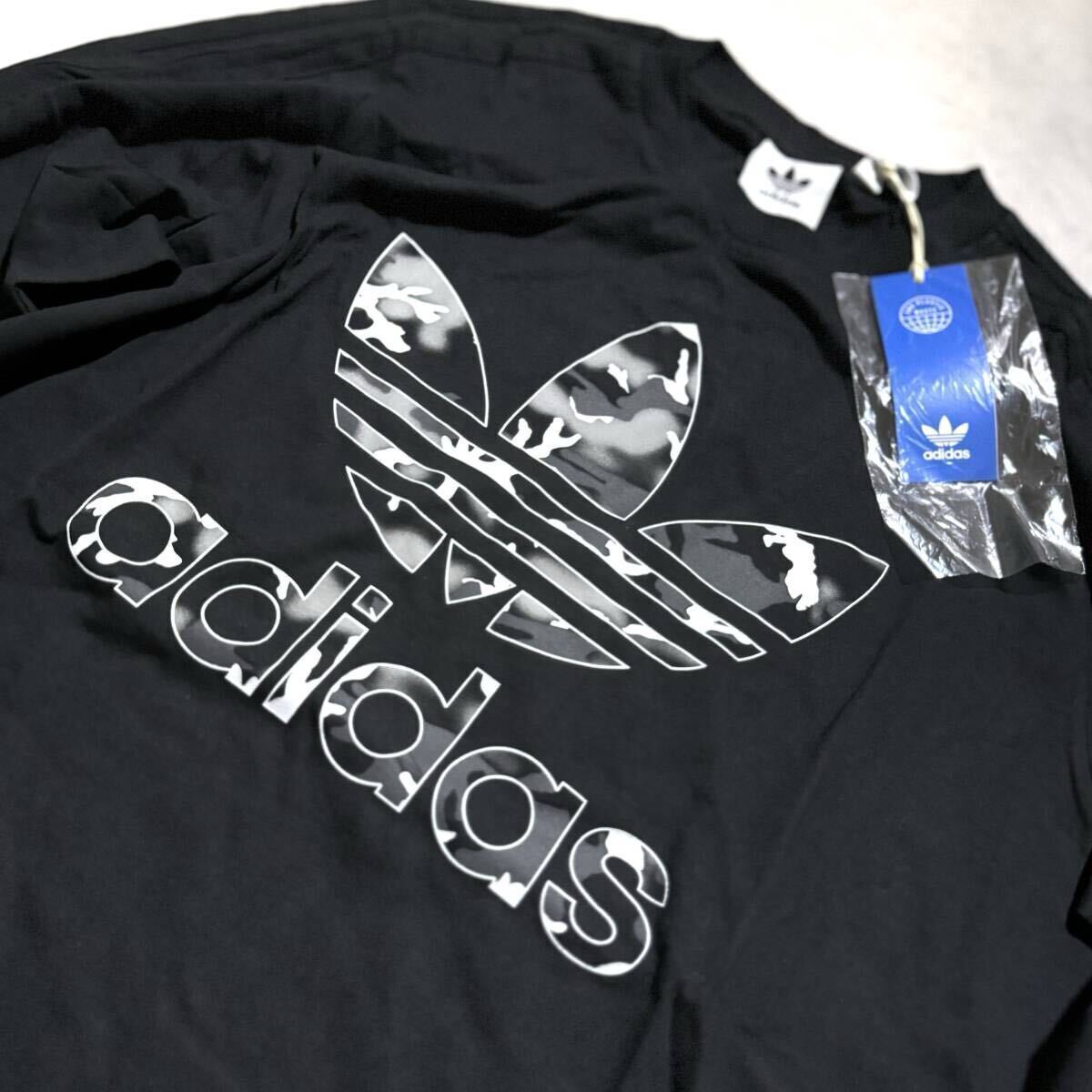 1 иен ~ новый товар стандартный товар XL размер Adidas Originals футболка long T длинный рукав камуфляж утка черный чёрный фиолетовый популярный CAMO adidas Originals общий рисунок