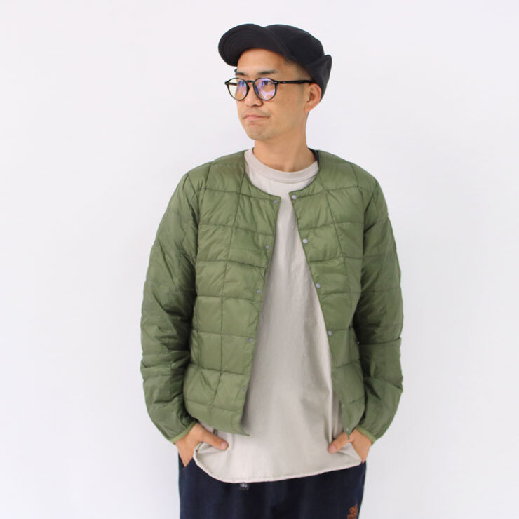 ＜Mサイズ＞＜チャコール＞taion タイオン ベーシッククルーネック インナーダウンジャケット メンズ TAION-104_画像2