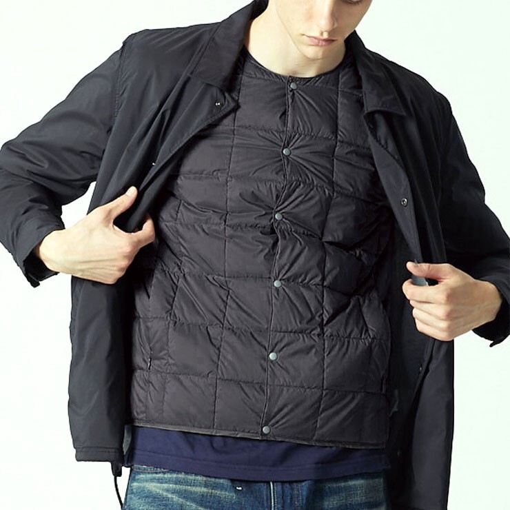 ＜Mサイズ＞＜チャコール＞taion タイオン ベーシッククルーネック インナーダウンジャケット メンズ TAION-104_画像3