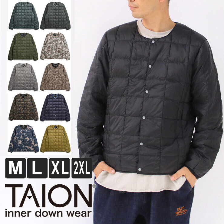 ＜Mサイズ＞＜チャコール＞taion タイオン ベーシッククルーネック インナーダウンジャケット メンズ TAION-104_画像8