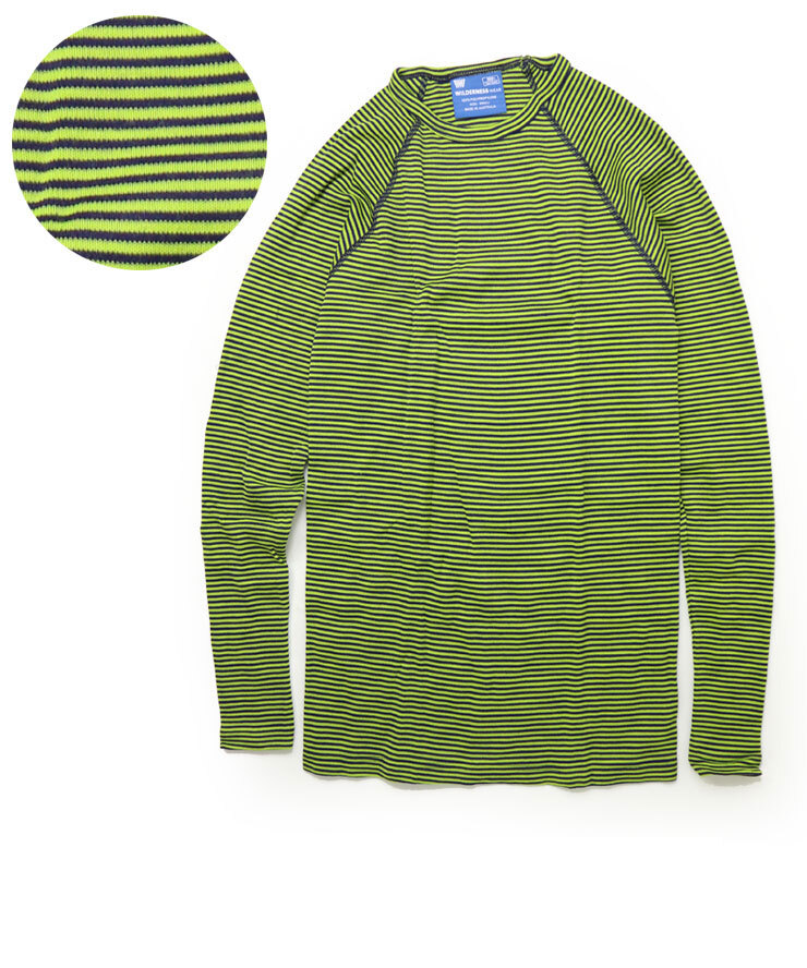 ＜Lサイズ＞＜ネイビー×ライム＞ウィルダネスウェアー パック TEE WILDERNESS WEAR POLYPRO +190 ロングスリーブカットソー WDN030097_画像1