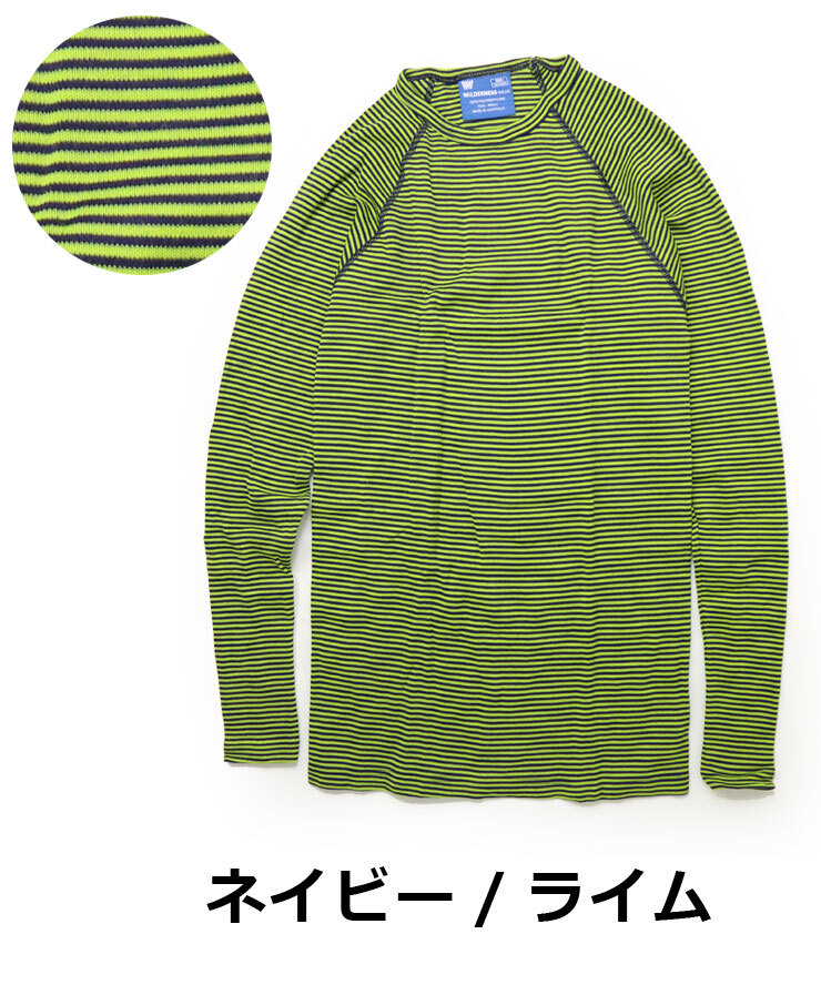 ＜Lサイズ＞＜ネイビー×ライム＞ウィルダネスウェアー パック TEE WILDERNESS WEAR POLYPRO +190 ロングスリーブカットソー WDN030097_画像2