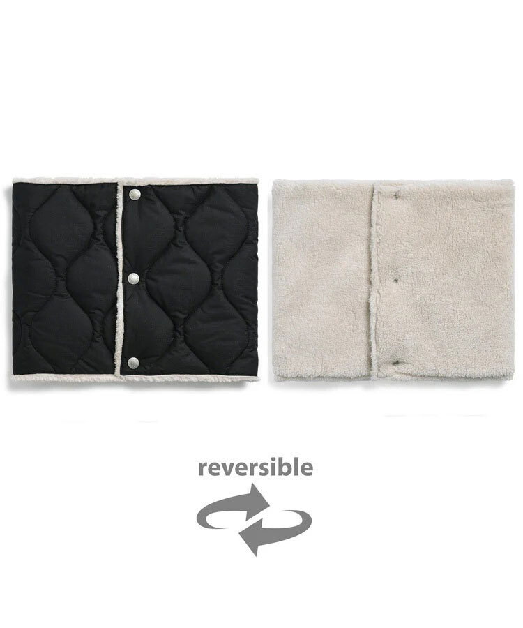 ＜ブラック×クリーム(R203ML)＞TAION タイオン インナーダウン ミリタリー リバーシブル ダウンネックウォーマー TAION-R203ML-1_画像1