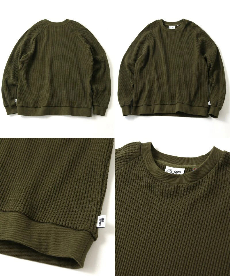 ＜XLサイズ＞＜杢グレー(03)＞gym master ジムマスター 12oz ヘビーワッフルクルーネック G633721 ロンT カットソー トップス サーマル_画像3