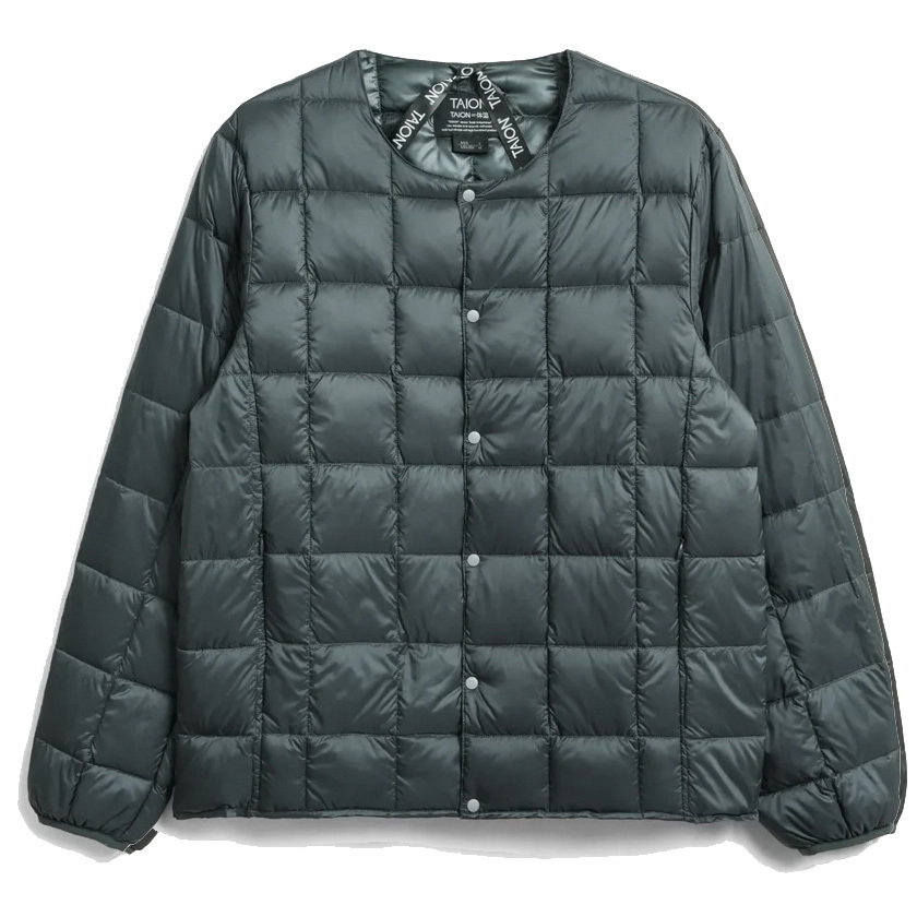 ＜Mサイズ＞＜チャコール＞taion タイオン ベーシッククルーネック インナーダウンジャケット メンズ TAION-104_画像1