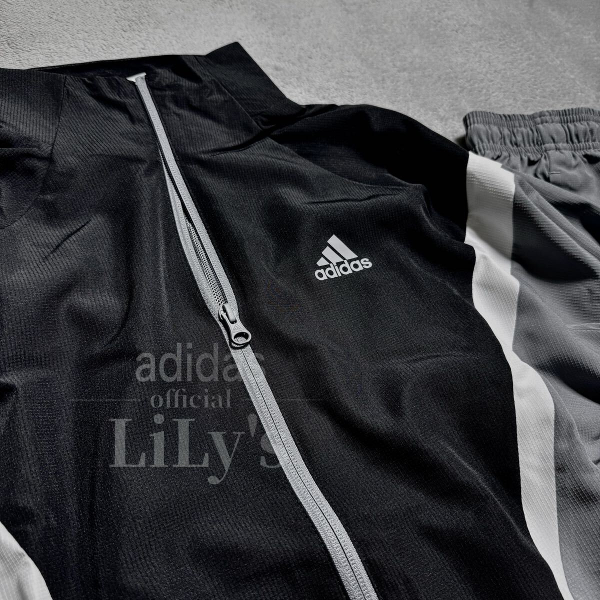 【Ｓサイズ】adidas上下セットアップ　グレー　ブラック　ウーブン　ウインド　IJ6072 DUC68 アディダス ナイロン ジャージ　新品未使用_画像4