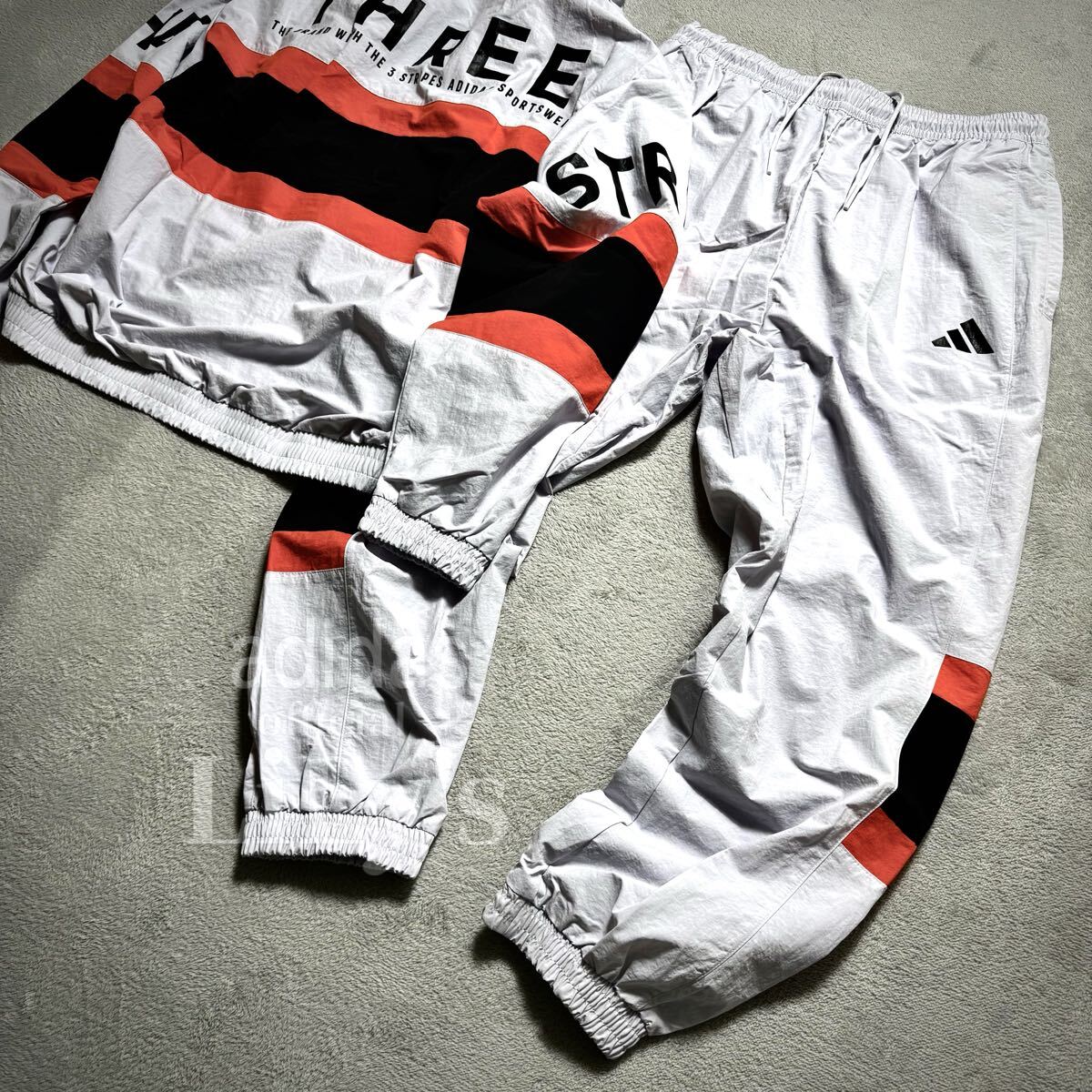 【Ｌサイズ】adidas上下セットアップ　25新作　新品　定価18,040円　白　JM2066 JM2069 KQD39 KQD40 ルーズフィット_画像3