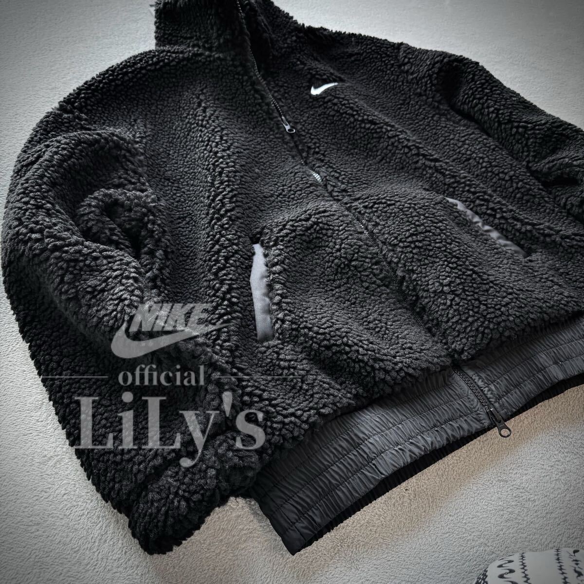 新品未使用　NIKEボアジャケット　XSサイズ　黒　スウォッシュ　SWOOSH フルジップ ナイキ フリース　DR5629_画像3