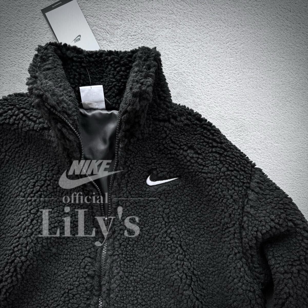 新品未使用　NIKEボアジャケット　XSサイズ　黒　スウォッシュ　SWOOSH フルジップ ナイキ フリース　DR5629_画像4