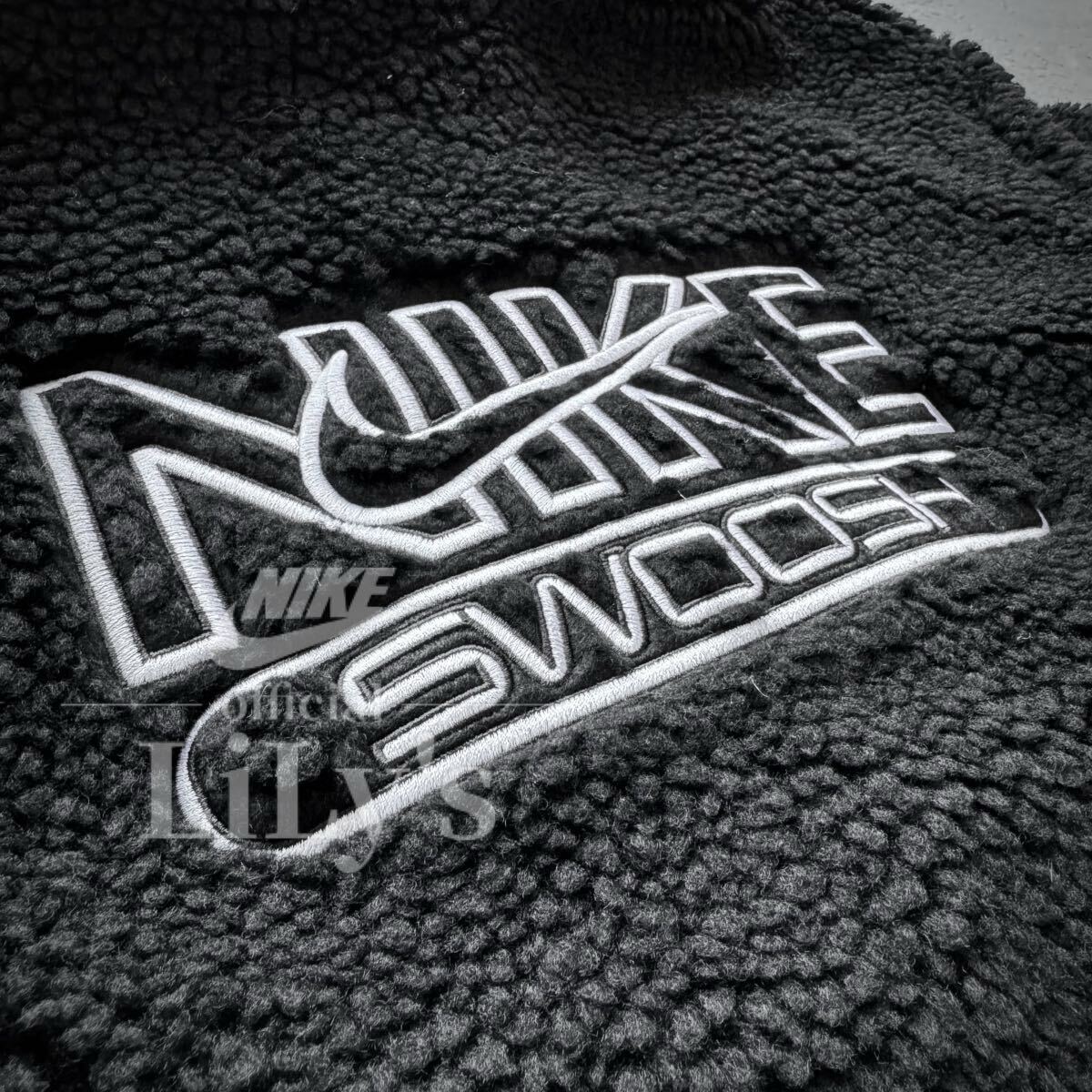 新品未使用　NIKEボアジャケット　XSサイズ　黒　スウォッシュ　SWOOSH フルジップ ナイキ フリース　DR5629_画像9