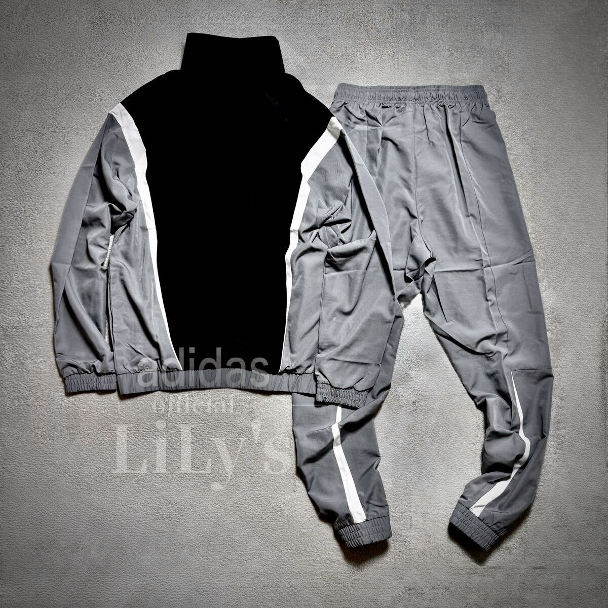 【2XLサイズ】adidas上下セットアップ グレー ブラック ウーブン ウインド IJ6072 DUC68 アディダス ナイロン ジャージ 新品未使用_画像5