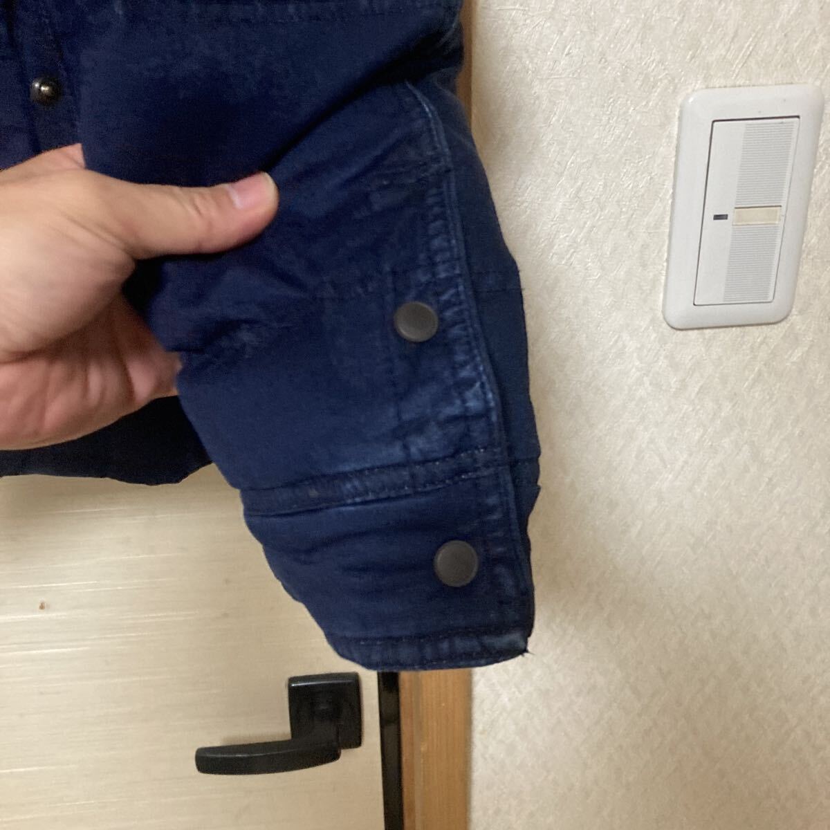 美品◎Lサイズ NICOLE デニム　フーデット ダウンジャケット ダブルジップ インディゴブルー 着脱フード メンズ ニコル フーディ 肉厚 _画像4