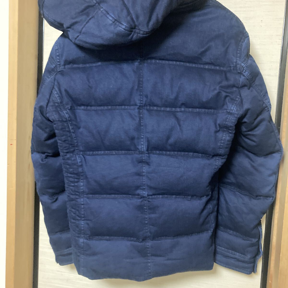 美品◎Lサイズ NICOLE デニム　フーデット ダウンジャケット ダブルジップ インディゴブルー 着脱フード メンズ ニコル フーディ 肉厚 _画像7