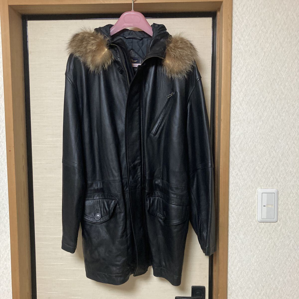 レザージャケット 羊革 コート ブラック 本革 ラムレザー レザーコート コムサデモード　Lサイズ　美品_画像1