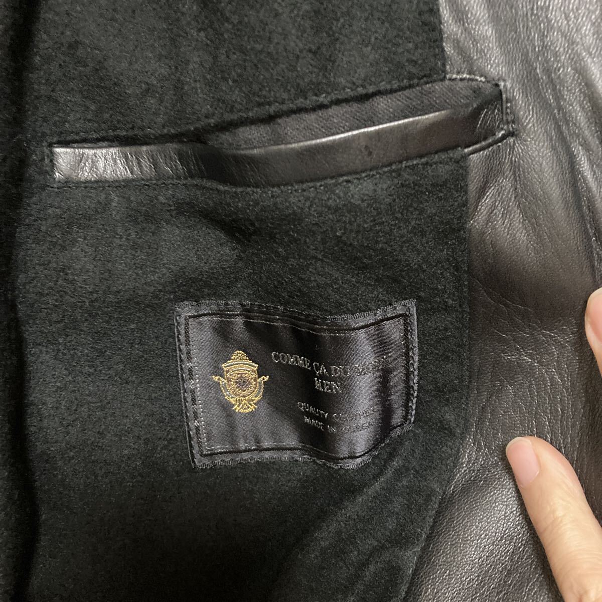 レザージャケット 羊革 コート ブラック 本革 ラムレザー レザーコート コムサデモード　Lサイズ　美品_画像4