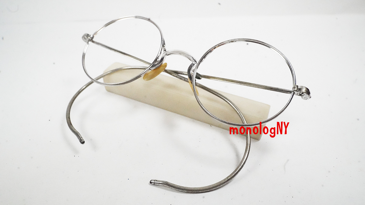 AO アメリカンオプティカル 1940s ビンテージシルバークローム丸眼鏡フレーム American Optical セーフティラウンド SAFETY ジョンレノン _画像1