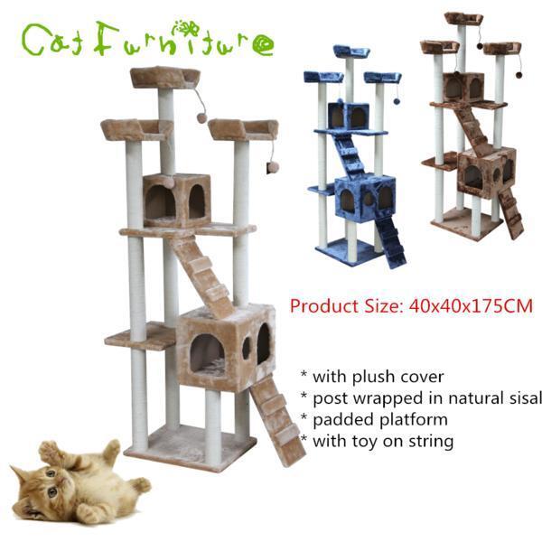 キャットタワー 猫タワー ワイド170cm カラー4色 オフホワイト ブラウン ベージュ ネイビー 置き型 爪とぎ ネコタワーy_画像10