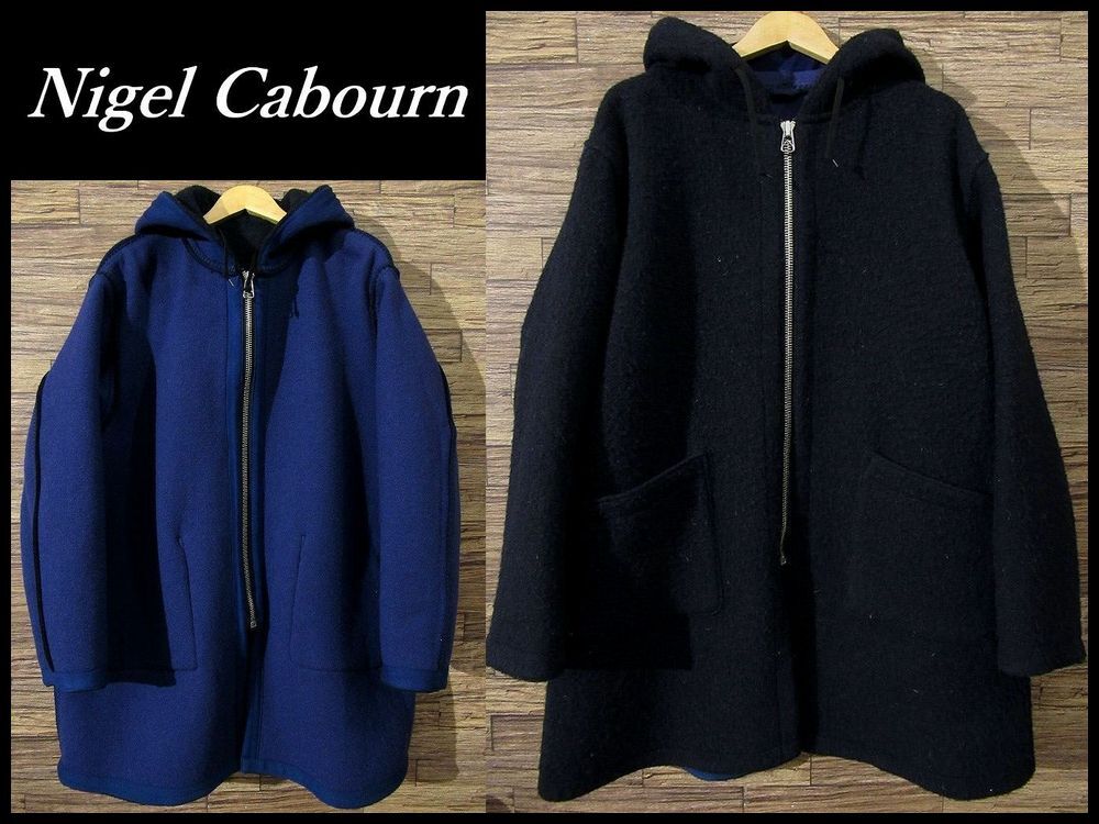 送料無料 52 (XL) 美品 Nigel Cabourn ナイジェルケーボン 8039-00-00007 REVERSIBLE WARM UP COAT リバーシブル ウォームアップ コート 紺_画像1