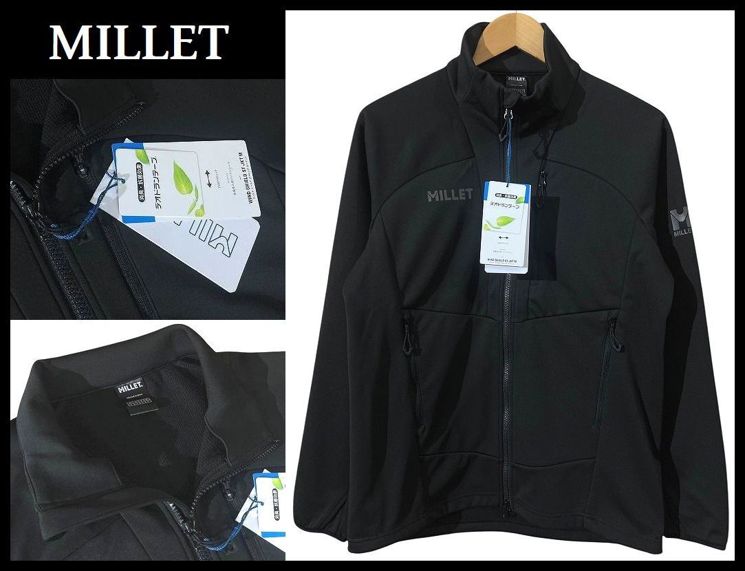送無 新品 タグ付き 24AW MILLET ミレー MIV03124 ウィンド シールド ストレッチ ジャケット 撥水 3レイヤー 素材 防風 保温 秋冬向け 黒 M_画像1