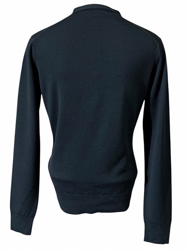 送無 英国製 MARGARET HOWELL マーガレットハウエル ジョンスメドレー 578-264002 ウール ハイゲージ ニット ポケット付き カーディガン 紺_画像4