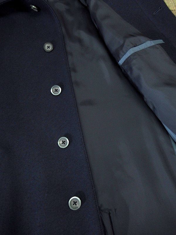 送無 美品 日本製 UNITED TOKYO ユナイテッドトウキョウ Super 110's メルトン ウール ステンカラー コート MADE IN INAKITA 紺 ネイビー 1_画像4