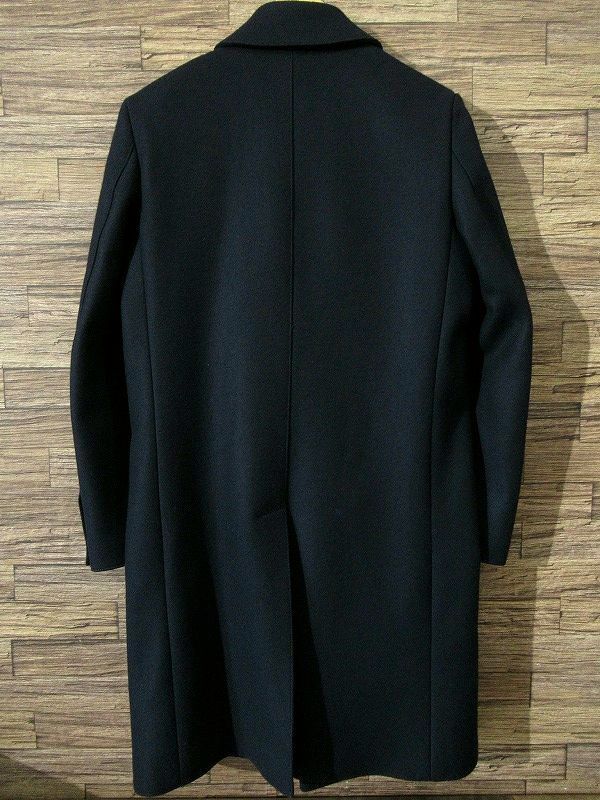 送無 美品 日本製 UNITED TOKYO ユナイテッドトウキョウ Super 110's メルトン ウール ステンカラー コート MADE IN INAKITA 紺 ネイビー 1_画像3