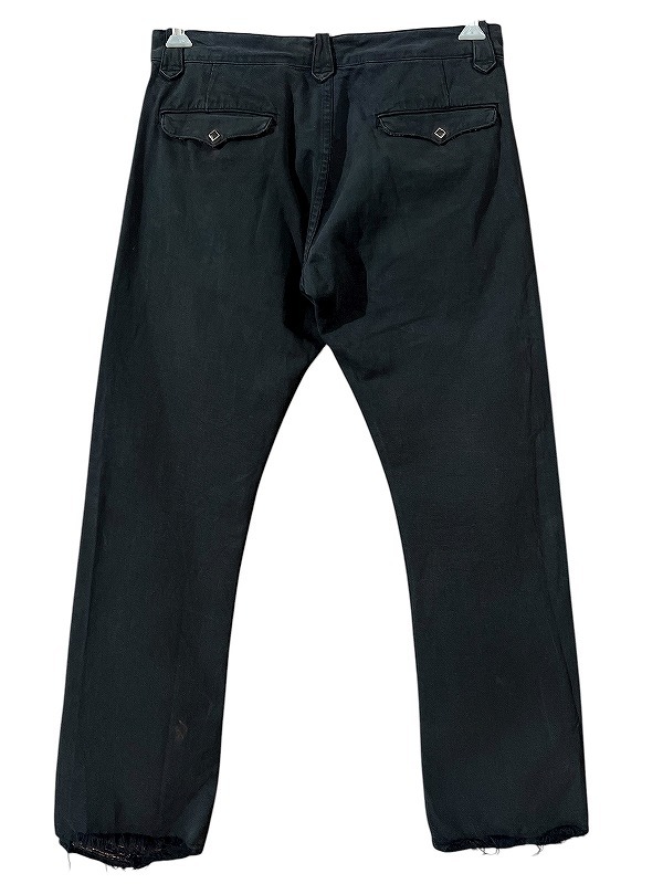 ■ 雰囲気抜群 希少 USA製 RRL ダブルアールエル DOUBLE RL ダメージ 加工 WEST CHINO スリムシルエット ウエスタン チノ パンツ 黒 W32_画像3