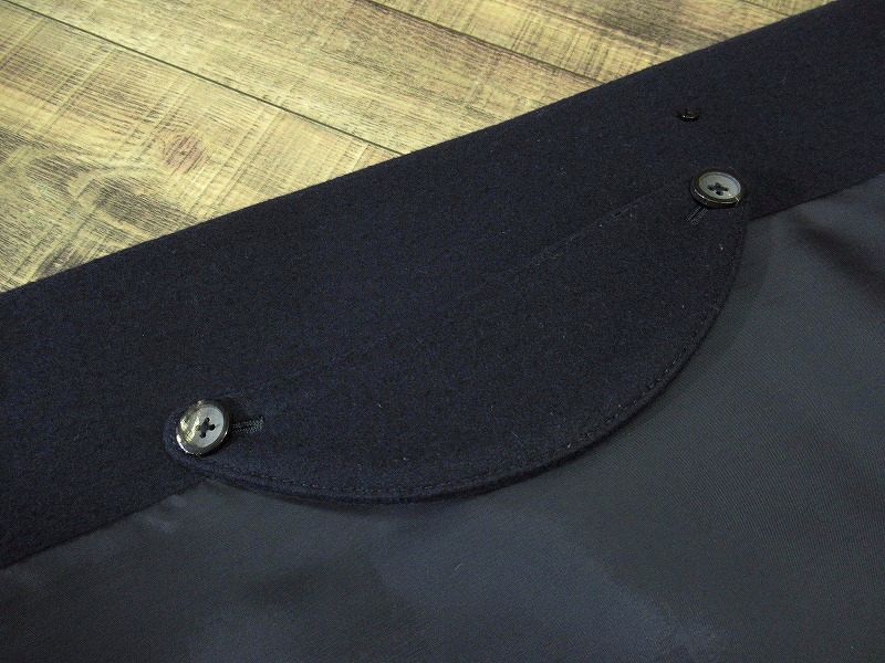 送無 美品 日本製 UNITED TOKYO ユナイテッドトウキョウ Super 110's メルトン ウール ステンカラー コート MADE IN INAKITA 紺 ネイビー 1_画像8