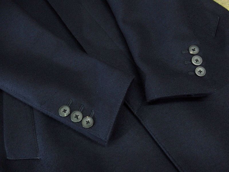 送無 美品 日本製 UNITED TOKYO ユナイテッドトウキョウ Super 110's メルトン ウール ステンカラー コート MADE IN INAKITA 紺 ネイビー 1_画像7