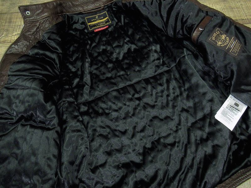 ◆ 希少 試着のみ未使用 ブライトリング × DEUS デウスエクスマキナ 限定 コラボ DAMAGER JACKET バフレザー ライダース ジャケット 茶 L_画像5