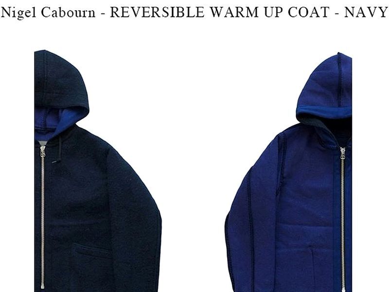 送料無料 52 (XL) 美品 Nigel Cabourn ナイジェルケーボン 8039-00-00007 REVERSIBLE WARM UP COAT リバーシブル ウォームアップ コート 紺_画像8