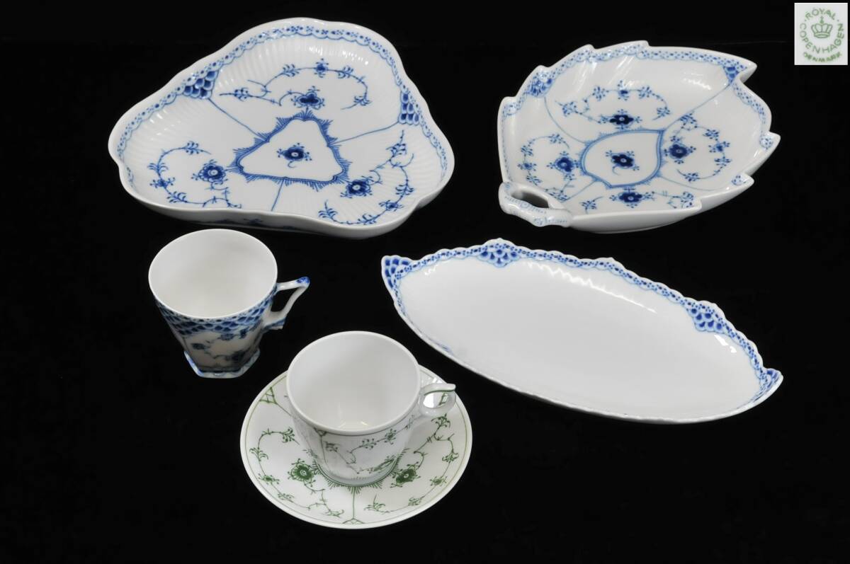  Royal Copenhagen голубой / зеленый полный -teto* половина / полный гонки * Princess cup & блюдце * plate суммировать товар 03410035-2