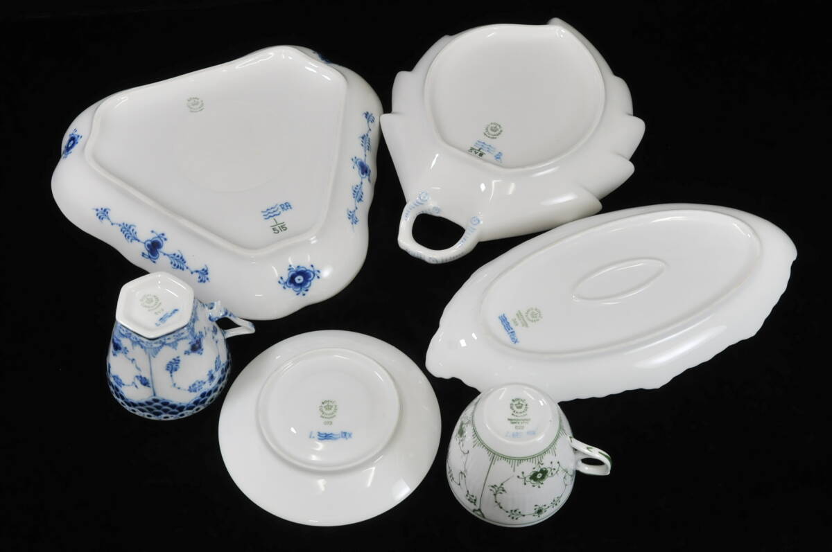  Royal Copenhagen голубой / зеленый полный -teto* половина / полный гонки * Princess cup & блюдце * plate суммировать товар 03410035-2