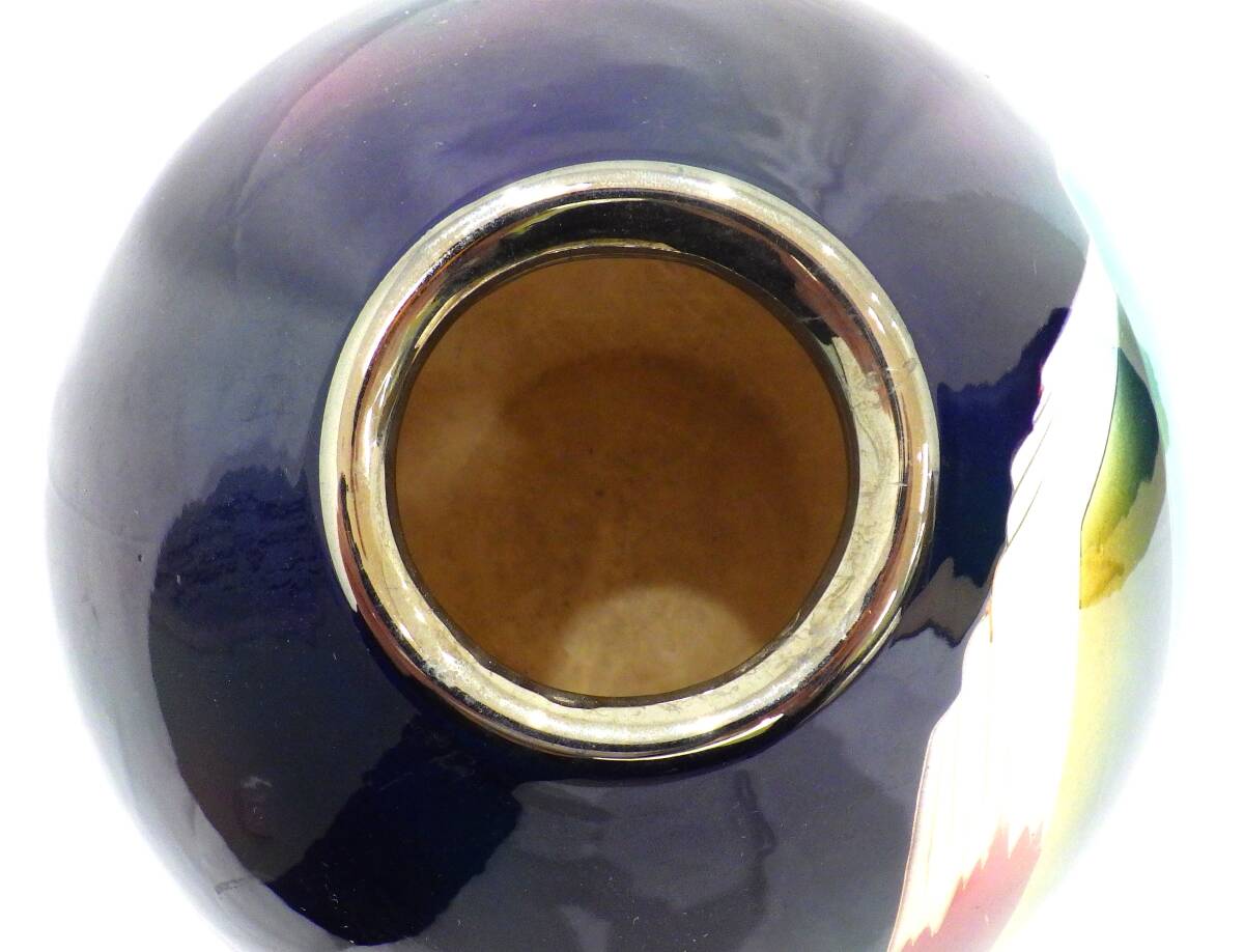 【#17241】　　美術陶芸品　黒翠七宝　七宝　中国　花瓶　中古　インテリア　高さ：約20㎝　横：約17㎝_画像4