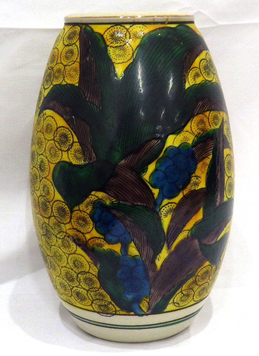 [#17238-C] Kutani ваза б/у подробности неизвестен высота : примерно 26. ширина : примерно 14. Ishikawa префектура традиция изделие прикладного искусства интерьер 