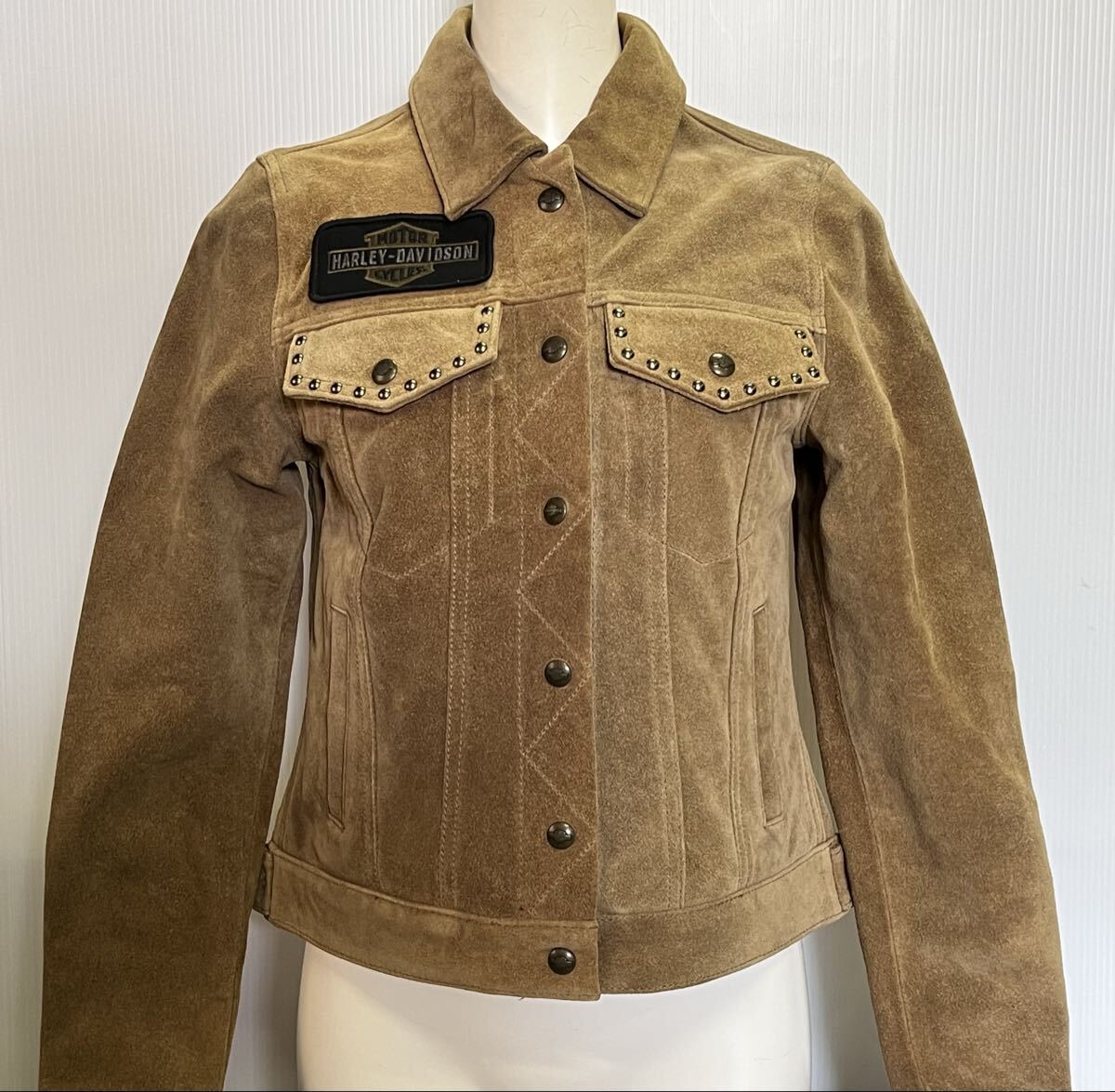ハーレダビッドソン ゲージスエード レザージャケット レディース ヘビーウェイトカウハイドスエード タン XS 98040-19VW/002S_画像1