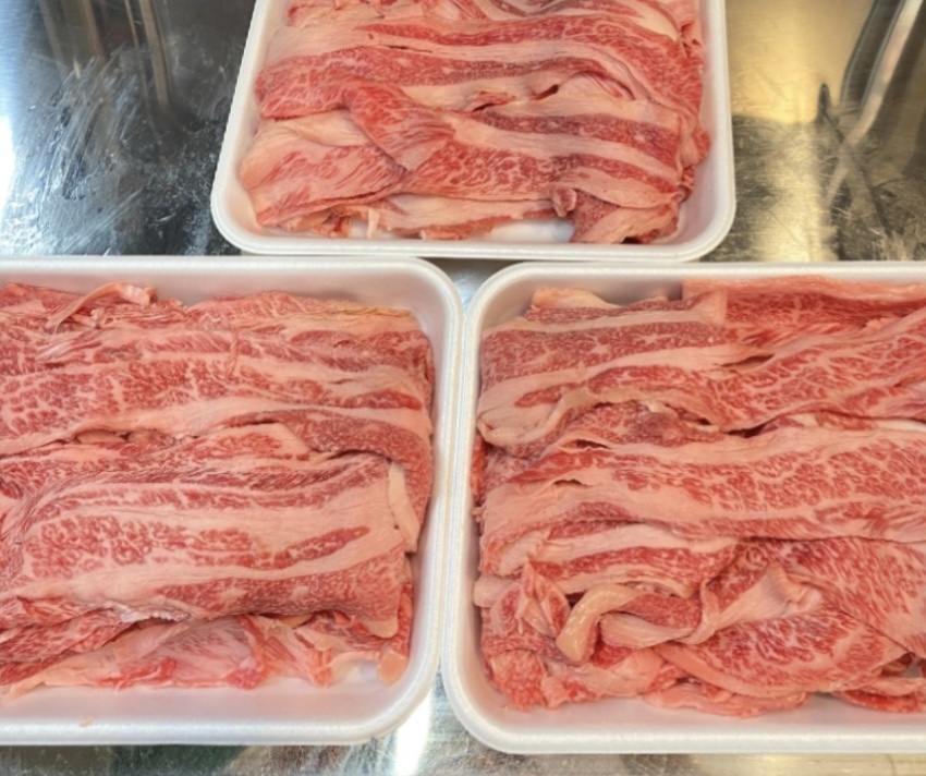 ^_^/贈答品にも○即決は3パック《九州産》本物の味高級黒毛和牛バラスライス2mm厚さにスライスを1kgパックから販売◎すき焼き ○焼肉_画像9
