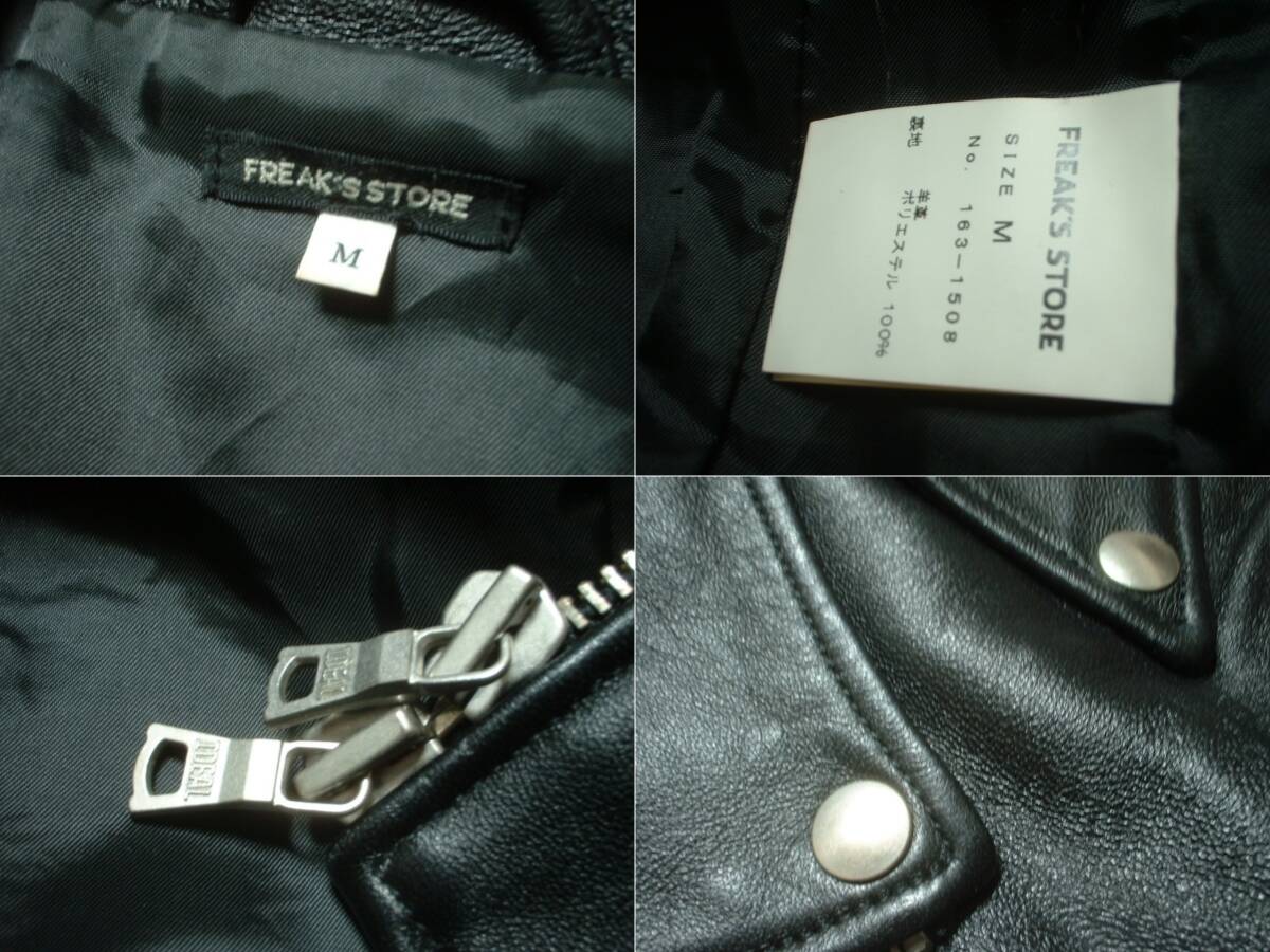 FREAK'S STORE羊革レザーダブルライダースジャケットM正規163-1508フリークスストアラムシープスキン黒ブラックIDEALバイクBIKEパンクPUNK_画像2