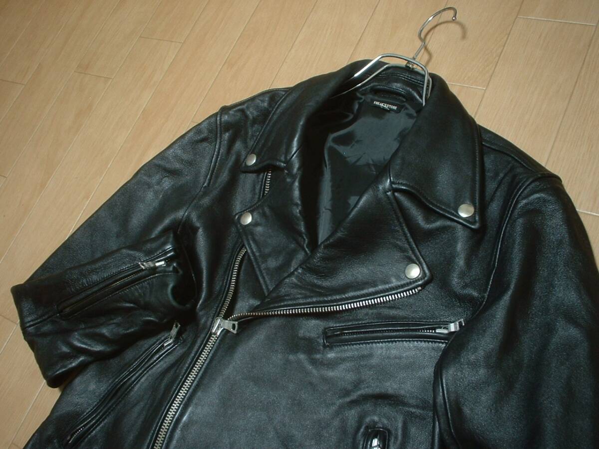 FREAK'S STORE羊革レザーダブルライダースジャケットM正規163-1508フリークスストアラムシープスキン黒ブラックIDEALバイクBIKEパンクPUNK_画像6