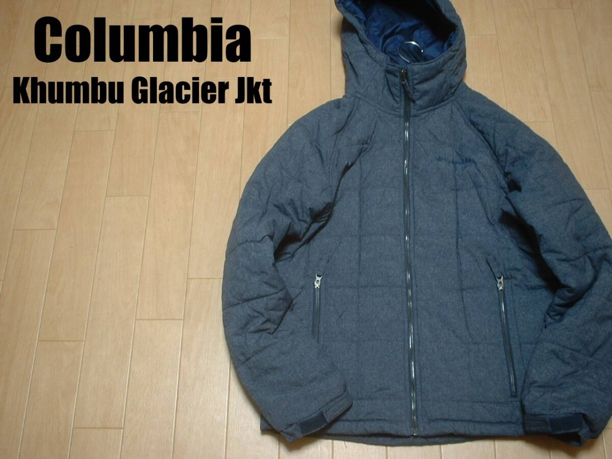 名品Columbiaキュンブーグレイシャージャケット美品L正規コロンビアPM5611フーデッド中綿ダスパーカ紺杢ネイビーブルゾンKhumbu Glacier_画像1