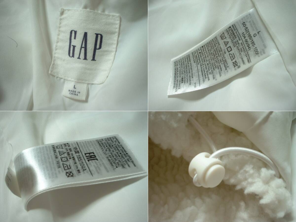 GAPビッグロゴフリースボアジャケットLリラックスシルエット正規ギャップ白ホワイトジップアップオーバーサイズブルゾン防寒アウター_画像3