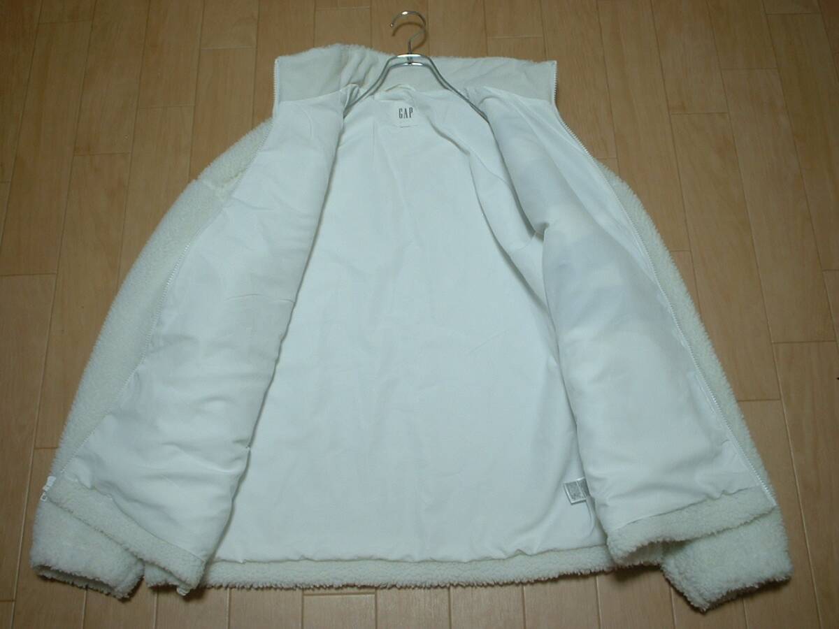GAPビッグロゴフリースボアジャケットLリラックスシルエット正規ギャップ白ホワイトジップアップオーバーサイズブルゾン防寒アウター_画像4